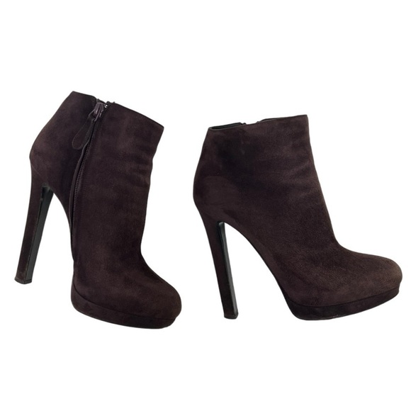 Alexander McQueen Deep Purple Suede High Heel Platform Ankle Booties Women 38 - Picture 10 of 16